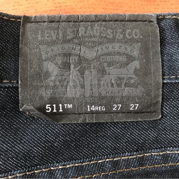 Boy’s Levis 14 Reg 27 x 27 Dark Denim 511 Slim - Picture 6 of 7
